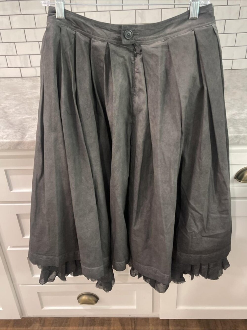 Rundholz Skirt Womens Small Charcoal Gray Full Midi Layered Ruffle Hem‎ Bohemian - Picture 3 of 9